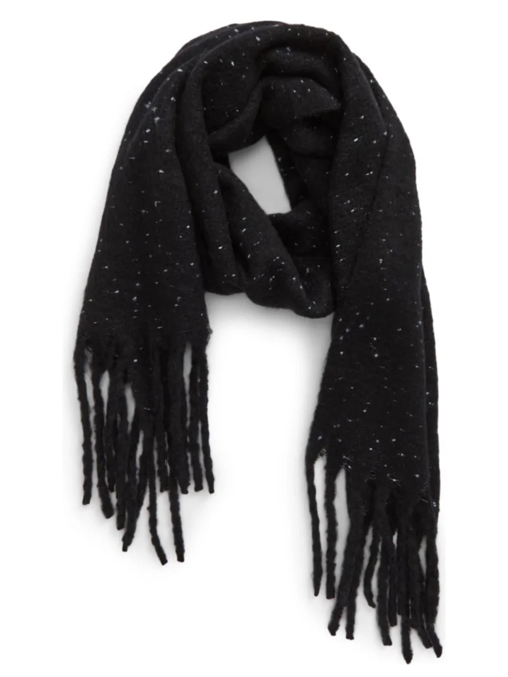 NEW Nordstrom BP Fringe Trim Muffler Scarf Black